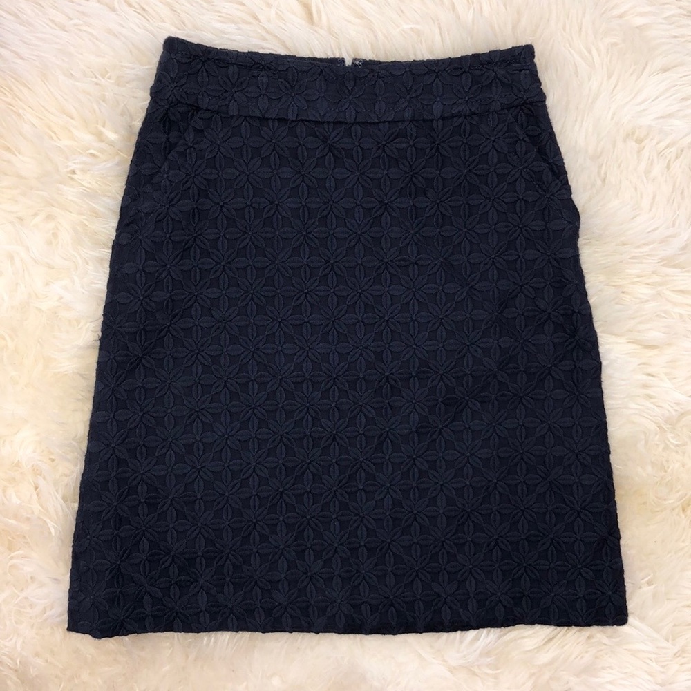 Banana Republic Aline Embroidered Skirt - Navy
